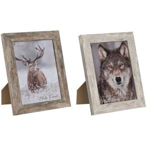 Fotoramme Home ESPRIT Hvid Natur Krystal polystyren Skandinavisk 19,5 x 2 x 24,5 cm (2 enheder)