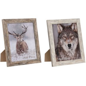 Fotoramme Home ESPRIT Hvid Natur Krystal polystyren Skandinavisk 24,6 x 2 x 29,6 cm (2 enheder)