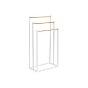 Fritstende hndkldestativ Home ESPRIT Hvid Natur Metal Bambus 45 x 22 x 85 cm