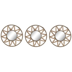 St med Spejle Home ESPRIT Natur Scandi 20 x 1 x 20 cm (3 Dele)