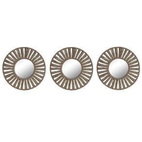 St med Spejle Home ESPRIT Natur Tropisk 20 x 1 x 20 cm (3 Dele)