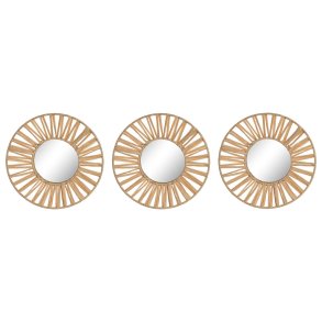 St med Spejle Home ESPRIT Natur Scandi 20 x 2 x 20 cm (3 Dele)