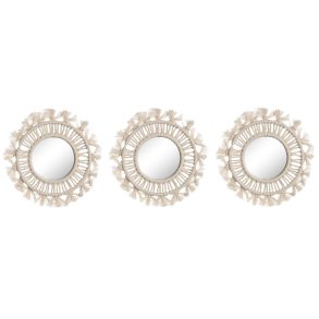 St med Spejle Home ESPRIT Hvid Boho 20 x 1 x 20 cm (3 Dele)