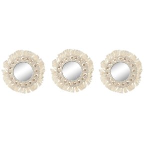 Vgspejl Home ESPRIT Hvid Boho 20 x 1 x 20 cm (3 Dele)