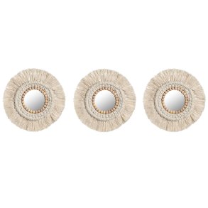 St med Spejle Home ESPRIT Hvid Boho 20 x 1 x 20 cm (3 Dele)