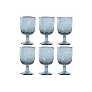 S�t med glas Home ESPRIT Bl� Krystal 300 ml 8 x 8 x 14 cm (6 enheder)