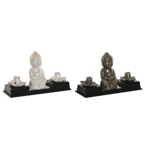 Brnder Home ESPRIT Keramik Tr MDF Buddha 24 x 8 x 14 cm (2 enheder)