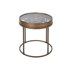 Lille serveringsbord Home ESPRIT Sort Gylden Metal Krystal 48 x 48 x 51 cm
