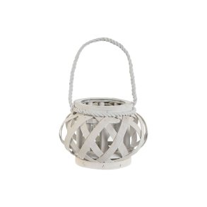 Lyseholder Home ESPRIT Hvid Tr Krystal 18 x 18 x 13 cm