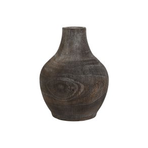 Vase Home ESPRIT Mrkegr Paulonia tr Kolonistil ldet overflade 16 x 16 x 24 cm