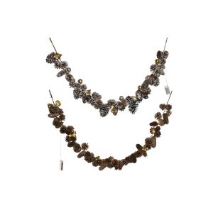 Juleguirlande Home ESPRIT Gylden Slvfarvet Natur 8 x 8 x 120 cm (2 enheder)