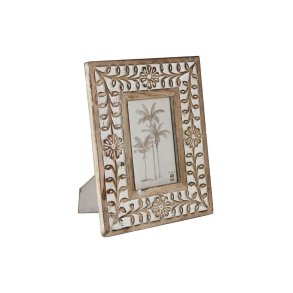 Fotoramme Home ESPRIT Hvid Natur Krystal Mangotr Blomst Indianer mand 21 x 2 x 26,5 cm