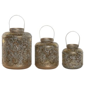 Set med dkkeservietter Home ESPRIT Gylden Metal 24 x 24 x 32 cm