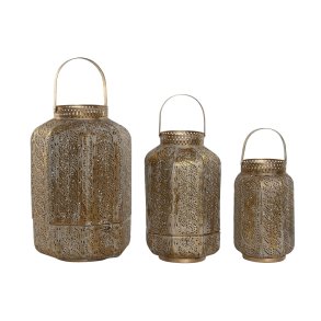 Set med dkkeservietter Home ESPRIT Gylden Metal 25 x 25 x 40 cm