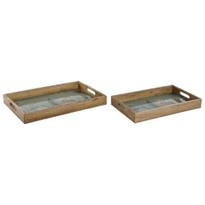Bakkes�t Home ESPRIT Bl� Natur Mangotr� 43,5 x 27 x 5,5 cm (2 enheder)