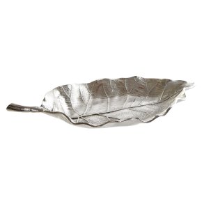 Borddekoration Home ESPRIT Slvfarvet Aluminium Blad af en plante 37 X 18 X 4 cm