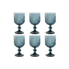 S�t med glas Home ESPRIT Bl� Krystal 8 x 8 x 14,5 cm (6 enheder)