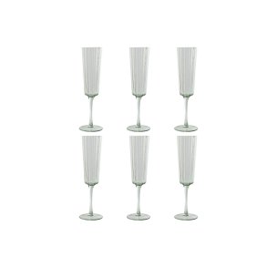 S�t med glas Home ESPRIT Gr�n Krystal 6 x 6 x 23,7 cm (6 enheder)