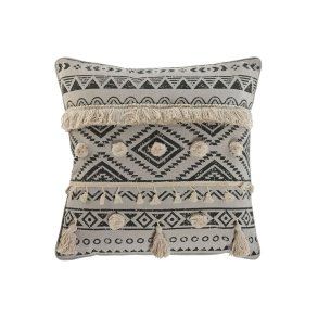 Pude Home ESPRIT Hvid Sort Boho 45 x 8 x 45 cm