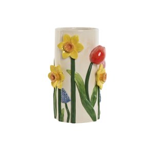 Vase Home ESPRIT Hvid Multifarvet Dolomite 17 X 18 X 26 cm