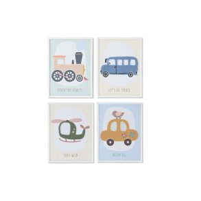 Maleri Home ESPRIT Gul Bl Lrred 30 x 1,8 x 40 cm (4 enheder)