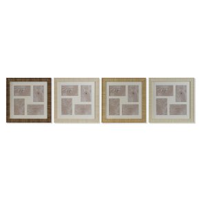 Fotoramme Home ESPRIT Brun Beige Natur Elfenben Krystal polystyren Skandinavisk 38 x 2 x 38 cm (4 enheder)