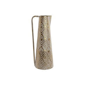Vase Home ESPRIT Hvid Gylden Metal Moderne 19,5 X 19,5 X 53 cm