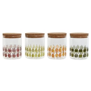 Blik Home ESPRIT Gul Grn Natur Kork Silikone Borosilikatglas Shabby Chic 700 ml (4 enheder)