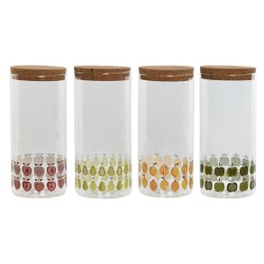 Blik Home ESPRIT Gul Grn Natur Kork Silikone Borosilikatglas Shabby Chic 1,4 L (4 enheder)