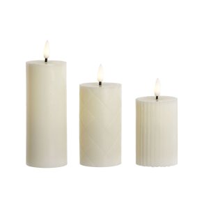 Stearinlys LED Home ESPRIT Beige 5,5 x 5,5 x 13,5 cm (AA)