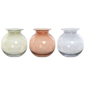 Vase Home ESPRIT Bl Grn Rav Krystal Moderne 17,5 X 17,5 X 18,2 cm (3 enheder)