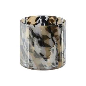 Lyseholder Home ESPRIT Sort Fldefarvet Krystal 12 x 12 x 11,5 cm