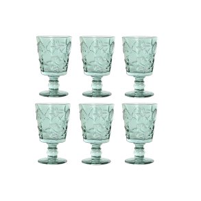 S�t med glas Home ESPRIT Turkisbl� Krystal 345 ml (6 enheder)