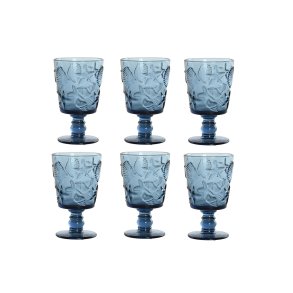 S�t med glas Home ESPRIT Bl� Krystal 345 ml (6 enheder)