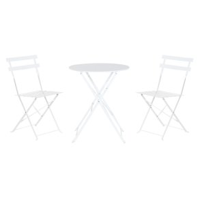 Spisebordst med 2 stole Home ESPRIT Hvid Metal 60 x 60 x 71 cm