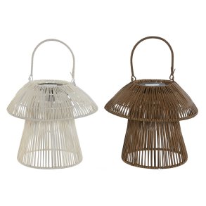 Solcellelampe Home ESPRIT Hvid Brun 31 x 31 x 30 cm (2 enheder)