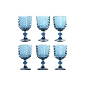 S�t med glas Home ESPRIT Bl� Krystal 260 ml (6 enheder)