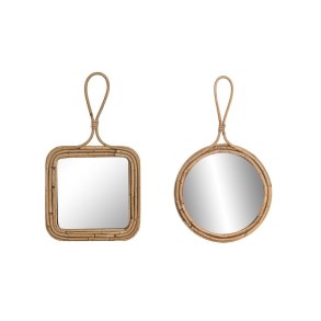 Vgspejl Home ESPRIT Natur 24 x 2,5 x 40 cm (2 enheder)