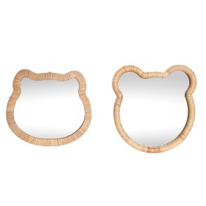 Vgspejl Home ESPRIT Natur 40 x 3 x 42 cm 40 x 3 x 43 cm (2 enheder)