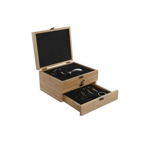 St med Vintilbehr Home ESPRIT Natur Bambus Rustfrit stl