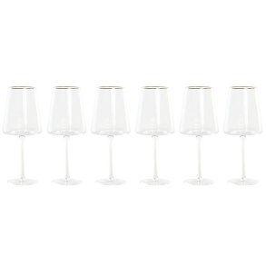 Flade champagne og cava glas Home ESPRIT Gennemsigtig Gylden Krystal 400 ml (6 enheder)