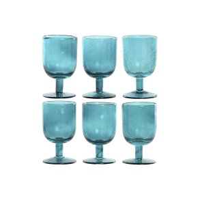 S�t med glas Home ESPRIT Turkisbl� Krystal 300 ml (6 enheder)