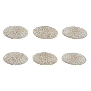 Varmebrikker Home ESPRIT Hvid Natur Bambus Spanskr�r 12 x 12 x 6 cm