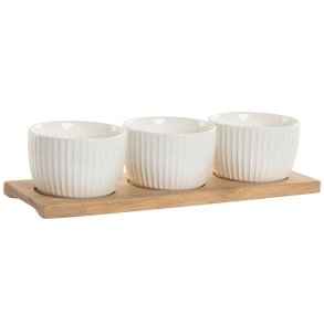 S�t til appetizere Home ESPRIT Hvid Natur Urban 28 x 9,6 x 6,2 cm 3 Dele