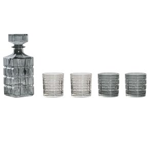 S�t med glas og flaske Home ESPRIT Gr� Krystal Urban 900 ml