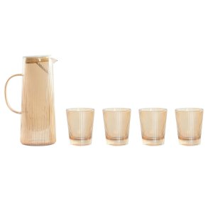 S�t med glas og flaske Home ESPRIT Rav Borosilikatglas 1,25 L