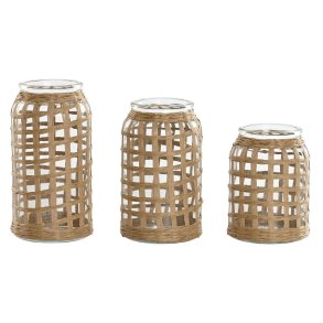 St med 3 Vaser Home ESPRIT Natur Krystal 11 x 11 x 21 cm (3 Dele)