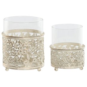 Lyseholder Home ESPRIT Fldefarvet Metal Krystal 11 x 11 x 13 cm (2 enheder)