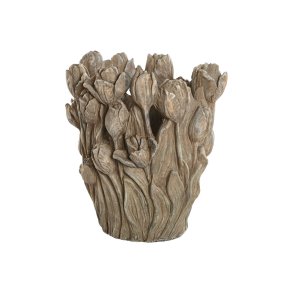 Vase Home ESPRIT Gr Cement Tulipan 29 x 27 x 32 cm