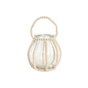 Lyseholder Home ESPRIT Gennemsigtig Natur Lys brun Tr Krystal 22 x 22 x 22 cm